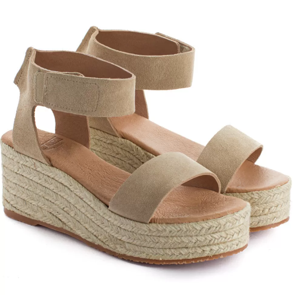 New Espadrillas Con Zeppa In Pelle Di Maiorca Colore Beige Donna Espadrillas Estive