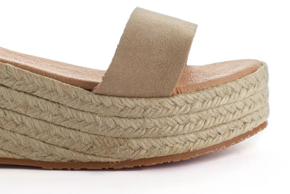 New Espadrillas Con Zeppa In Pelle Di Maiorca Colore Beige Donna Espadrillas Estive
