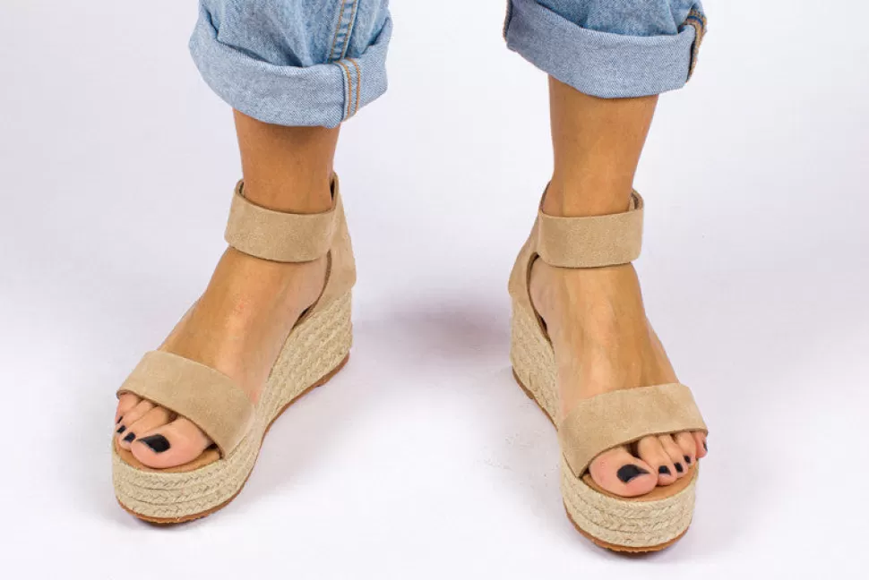 New Espadrillas Con Zeppa In Pelle Di Maiorca Colore Beige Donna Espadrillas Estive