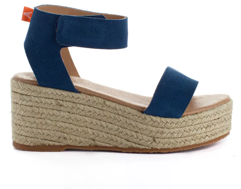 Best Sale Espadrillas Con Zeppa In Pelle Mallorca Blue Jeans 164 Donna Espadrillas Con Zeppe