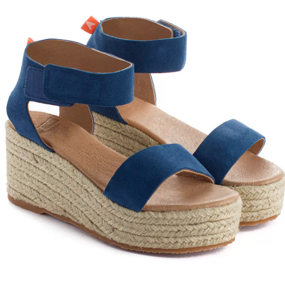 Best Sale Espadrillas Con Zeppa In Pelle Mallorca Blue Jeans 164 Donna Espadrillas Con Zeppe