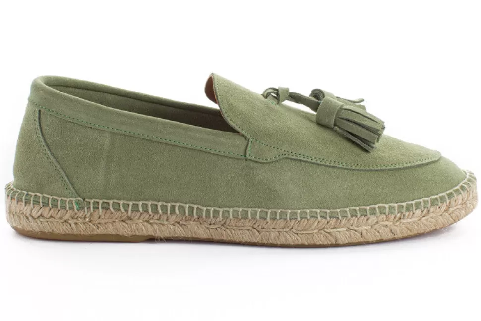 Hot Mocassini Con Nappine In Pelle Color Menta Uomo Espadrillas Mocassino