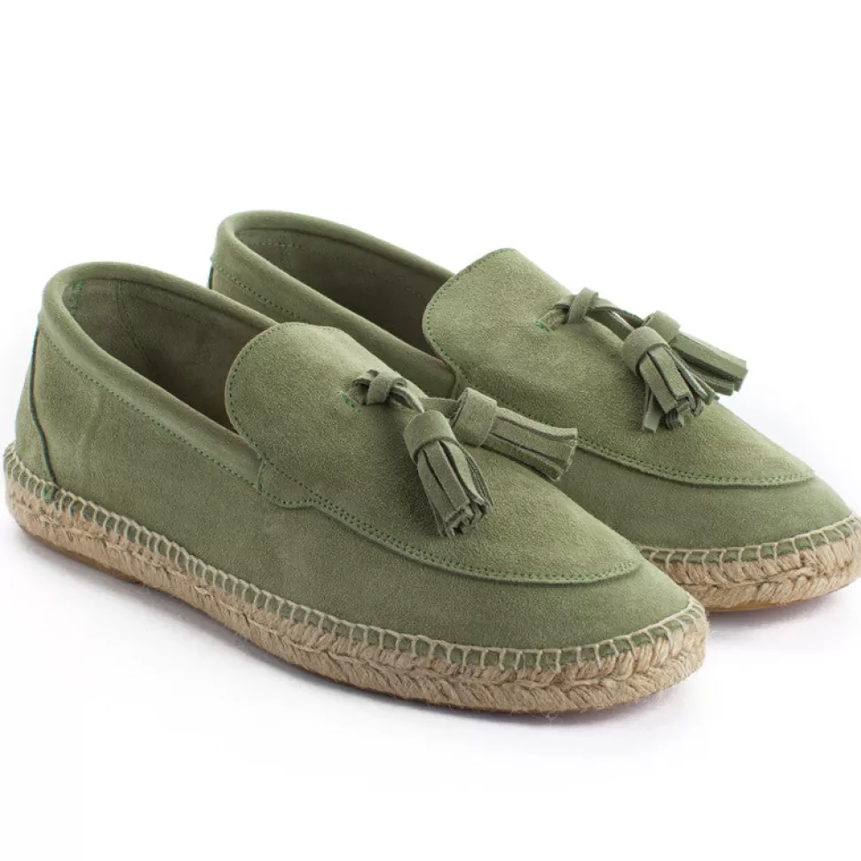 Hot Mocassini Con Nappine In Pelle Color Menta Uomo Espadrillas Mocassino